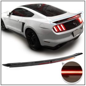 2015-2019 Ford Mustang Coupe Long LED Style Trunk Spoiler Gloss Black ABS - ASTL-FM15TPV2-GBK