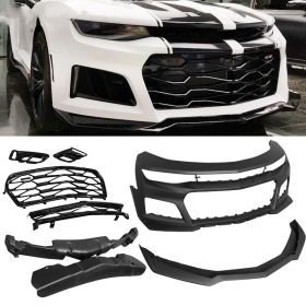 2016-2018 Chevrolet Camaro Front Bumper Cover Conversion ZL1 Style Black Polypropylene - BKP-CC16ZL1-PP