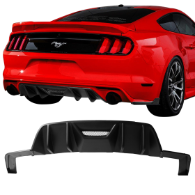 2015-2017 Ford Mustang Rear Bumper Lip Diffuser HN Style Unpainted Polypropylene - BLD-FM15HN3P-PP