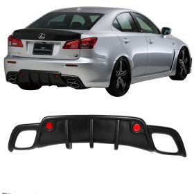 2008-2013 Lexus IS-F F-Sport Black Rear Diffuser W/ Reflector-Polypropylene - BLD-LISF08W-PP