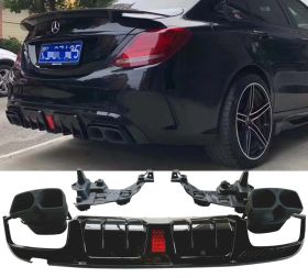 2015-2018 Mercedes C-Class C63/C63S AMG W205 B-Style Rear Bumper Lip Diffuser - BLD-MBW205AMGBR-GBK