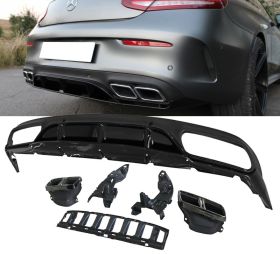 2015-2018 Mercedes C-Class C63 AMG W205 Coupe Edition-1 Style Rear Diffuser Black Polypropylene - BLD-MBW205AMGE1-PP