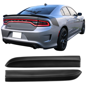 2012-2014 Dodge Charger SRT SRT Style Rear Bumper Lip Aprons Matte Black Pair Polypropylene - BLR-DCH112P-PP