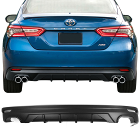 2018-2019 Toyota Camry V3 Rear Bumper Lip Diffuser Matte Black Polypropylene - BLR-TCA18LEIKV3-PP