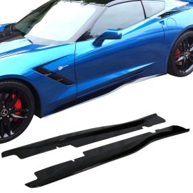 2014-2019 Chevrolet Corvette Z06 Style Pair Side Skirts Left Right Extension ABS - BLS-CCORV14A-GBK