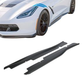2014-2019 Chevrolet Corvette Z06 Style Pair Side Skirts Left Right Extension ABS - BLS-CCORV14A-MB