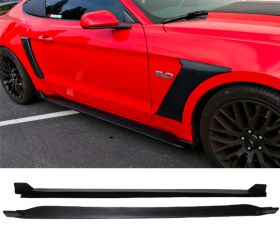 2015-2017 Ford Mustang 2 Fin Polypropylene Side Skirts - IKN-BLS-FM15S2F-PP
