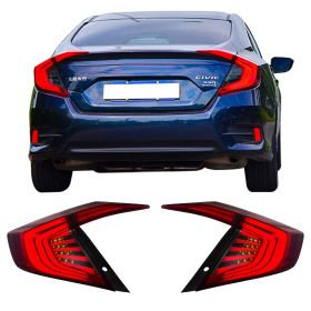 2016-2018 Honda Civic Sedan Red Tail Lights Turn Lights + Side Corner Lights - CB-A011518