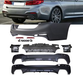 2017-2018 BMW 5-Series G30 Sedan M-Tech Rear Bumper Cover + MP Rear Lip Diffuser Polypropylene - CB-A011553