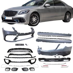 2017-2019 Mercedes S-Class S550/S600 W222 AMG Style Front + Rear Bumper Cover + Side Skirts - CB-A011851