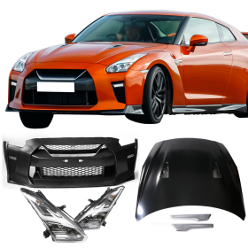 2009-2018 Nissan GTR R35 Front Bumper & Hood Cover & LED Headlights - CB-A011890