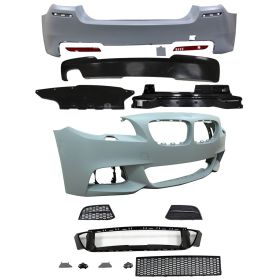 2014-2016 BMW 5-Series F10 LCI Mtech Front Bumper + Rear Bumper Single Outlet - CB-A011954