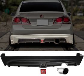 2006-2011 Honda Civic Sedan Rear Bumper Spoiler + LED 3RD Brake Light + Muffler Tip - CB-A012015