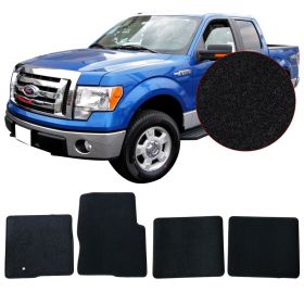 2009-2014 Ford F-150 Crew Cab Crew Cab Black Nylon Front Rear Floor Mats Carpets 4PC - CP136BK