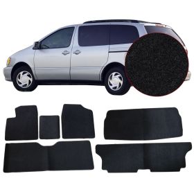 1998-2003 Toyota Sienna Black Nylon Front Rear Floor Mats Carpets 6PC - CP138BK
