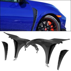 2016-2019 Honda Civic Coupe/HB/Sedan Type-R Style Steel Front Fender Flares Trim W/ Insert - FD-HC16CTR