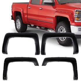2014-2018 Chevrolet Silverado 1500 Pocket Rivet Style Fender Flares ABS Textured - FF-CSV14SBPK-SD