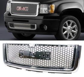 2007-2013 GMC Sierra 1500 Denali Front Upper Guards Hood Grill Grille - GR-GS07DNLUP-CH