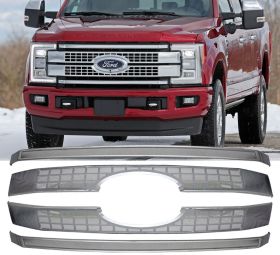 2017-2018 Ford F-250 Super Duty Platinum Style Grille 4PC-Chrome - GRM-F2501718SD-PT