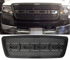 2004-2008 Ford F-150 Raptor Style Front Bumper Grille Hood Mesh-Carbon Fiber Look - HG-FF15004-CFL