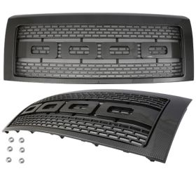 2009-2014 Ford F-150 Raptor Style Front Grille Hood With Shell-Carbon Fiber Look - HG-FF15009-CFL