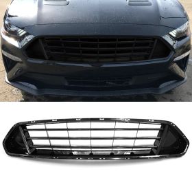 2018-2019 Ford Mustang Front Upper Grid Grille Glossy Black ABS - HG-FM18MDV-U-GBK