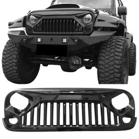 2007-2018 Jeep Wrangler JK JKU V2 Style Topfire Angry Bird Gloss Black Front Grille - HG-JW07V2-GBK