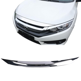 2016-2018 Honda Civic Coupe/HB/Sedan Chrome Front Bonnet Lip Hood Cover Trim Bar - HGC-HC16-CH