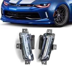 2016-2018 Chevrolet Camaro ZL1 DRL Fog Lights Clear With Yellow Turn Signal 2Pc - LHF-CC16V1SB-LED