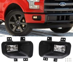 2015-2016 Ford F-150 Front Fog Light Lamp LH RH Pair ABS Housing Clear Lens H10 12V 42W - LHF-FF15015