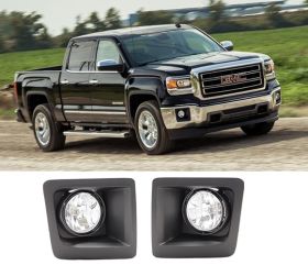 2014-2015 GMC Sierra OE Style Clear Lens Fog Lights Lamps Driving Pair Black Housing - LHF-GSI14C