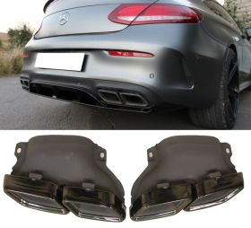 2015-2018 Mercedes C-Class W213 AMG Style Exhaust Tips Black - MT-MBW2054900727-BK