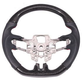 2015-2017 Ford Mustang Carbon Fiber W/ Real Leather Steering Wheel Black - SW-FM15CFV2
