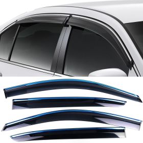 2013-2015 Honda Accord PolyCarbonate Window Visors w/ Chrome Trim 4Pc Set - WD-HA134-CH-PC