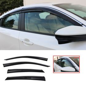 2016-2018 Honda Civic Sedan Mugen2 Style Acrylic Window Visors w/ Chrome Trim 4Pc Set - WD-HC164MU2-CHR