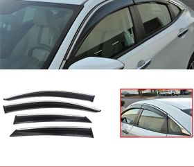 2016-2018 Honda Civic Sedan PolyCarbonate Window Visors w/ Chrome Trim 4Pc Set - WD-HC164OE-CHR-PC