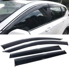 2017-2019 Honda CRV PolyCarbonate Window Visors w/ Chrome Trim 4Pc Set - WD-HCRV17-CH-PC