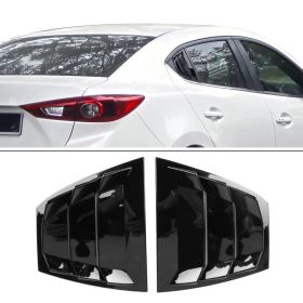 2014-2018 Mazda 3 Side Window Louvers Quarter Scoop Cover Vent Gloss Black ABS - WDL-MAZ314IK-GBK