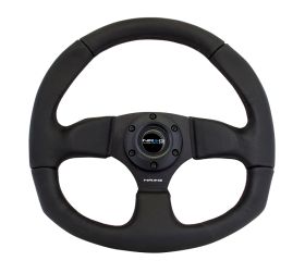Flat Bottom Style Sport Leather Steering Wheel Oval by NRG