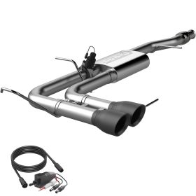 2014-2018 Chevrolet Silverado & GMC Sierra 1500 4.8/5.3L EC/SB, CC/SB Screamer Exhaust Cat Back Side Exit Black Tips Quick Time Performance - 410014B