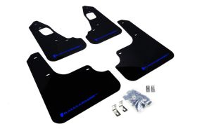 2008-2016 Mitsubishi EVO X GSR/MR/SE/SAM Rallyarmor Urethane Mud Flaps Black/Blue - RAL-MF10-UR-BLK/BL