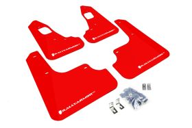 2008-2016 Mitsubishi EVO X GSR/MR/SE/SAM Rallyarmor Urethane Mud Flaps Red/White - RAL-MF10-UR-RD/WH