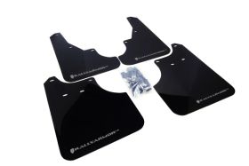 2009-2013 Subaru Forester 2.5X/XT  Rallyarmor Urethane Mud Flaps Black/Silver - RAL-MF11-UR-BLK/SIL