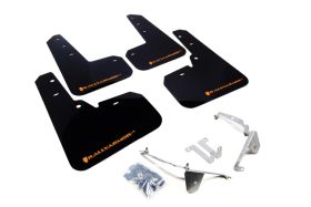 2013-2017 Subaru XV Crosstrek Rallyarmor Urethane Mud Flaps Black/Orange - RAL-MF26-UR-BLK/OR