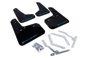 2013-2017 Ford Focus SE/Titanium/ST/RS Rallyarmor Urethane Mud Flaps Black/Light Blue - RAL-MF27-UR-BLK/NB