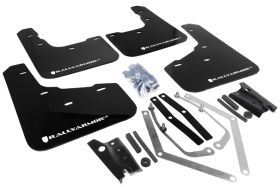 2013-2017 Ford Fiesta ST Rallyarmor Urethane Mud Flaps Black/White - RAL-MF29-UR-BLK/WH