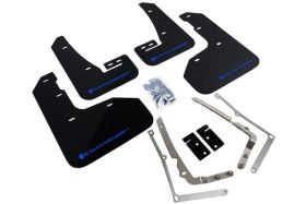 2015-2017 VW Golf R Rallyarmor Urethane Mud Flaps Black/Blue - RAL-MF40-UR-BLK/BL