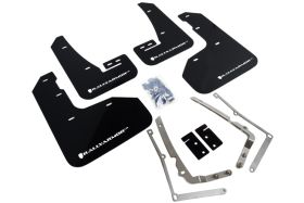 2015-2017 VW Golf R Rallyarmor Urethane Mud Flaps Black/White - RAL-MF40-UR-BLK/WH