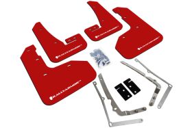 2015-2017 VW Golf R Rallyarmor Urethane Mud Flaps Red/White - RAL-MF40-UR-RD/WH