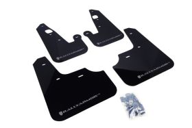 2007-2016 Mitsubishi Lancer DE/ES/GTS /SE/Ralliart Rallyarmor Urethane Mud Flaps Black/Silver - RAL-MF8-UR-BLK/SIL